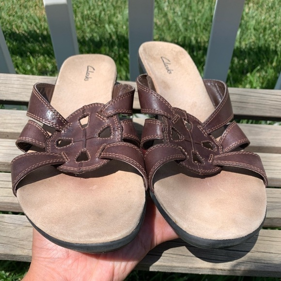 Clarks leather wedge sandals - Picture 7 of 8